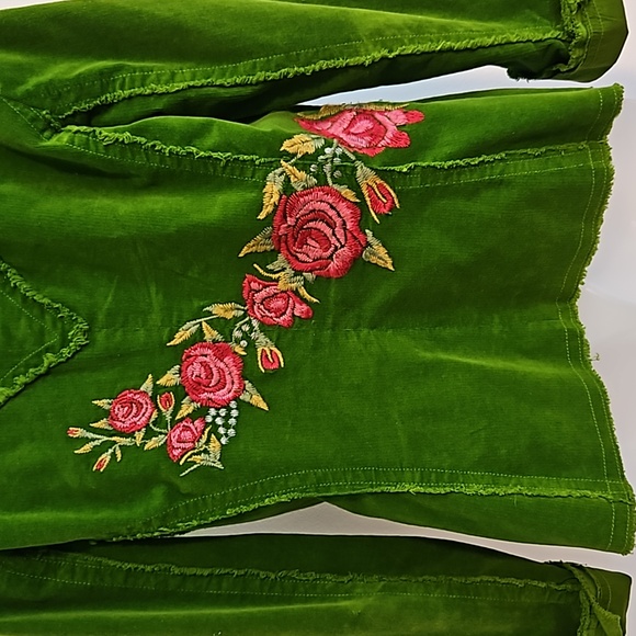 Johnny Was Los Angeles Green Corduroy Embroidered Blazer Jacket Sz. S - Picture 5 of 11